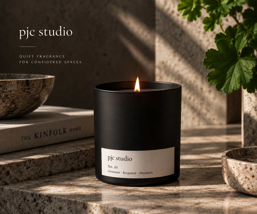 pjc studio No. 01 Signature candle in a matte black vessel