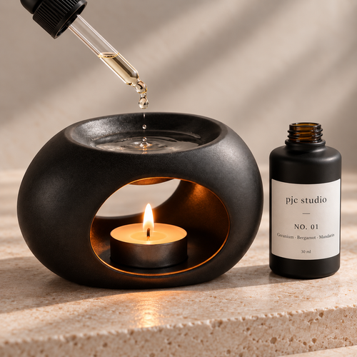 pjc studio No. 01 Oil Burner Ritual Set in matte black